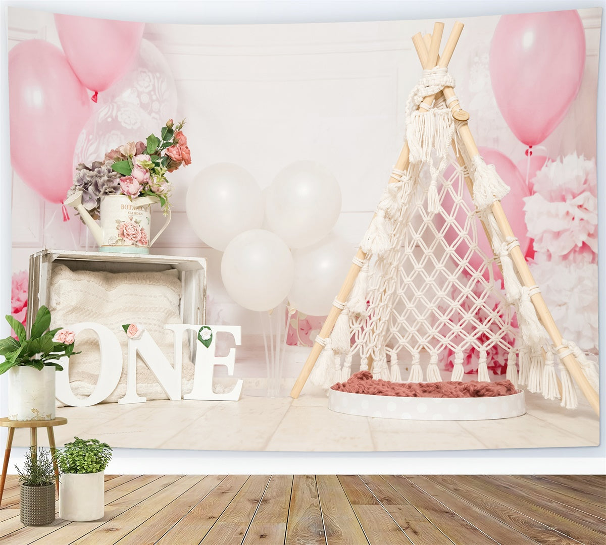 Happy Birthday Balloon Rope Weaving Tent Romantic Backdrop M1-27 ...