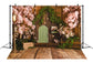 Spring Sakura Wooden Gate Fence Backdrop M1-29