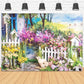 Spring Oil Painting Rustic Flowers Patio Backdrop M1-33
