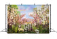 Spring Rainbow Color Cloud Cherry Blossom White Fence Backdrop M1-40