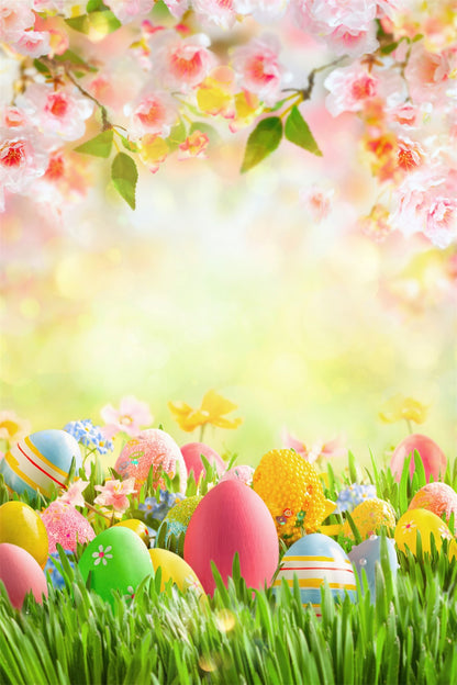 Easter Warm Spring Lawn Cherry Blossom Egg Backdrop M1-54