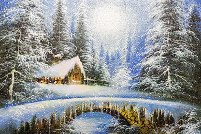 Winter Snowing Forest Landscape Backdrop