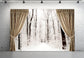 Winter Snow Window View Curtain Backdrop M10-03