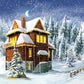 Winter Snowy Village Christmas Tree Backdrop M10-07
