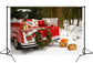 Red Christmas Truck Snowy Forest Backdrop M10-10