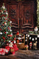 Vintage Room Door Christmas Tree Gifts Backdrop 