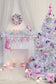 Christmas Tree Fireplace Interior Decoration Backdrop