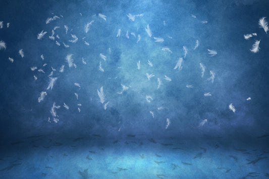 White Feather Blue Abstract Textured Backdrop