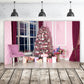 Pink Christmas Tree Room Gifts Backdrop M10-45