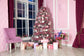 Pink Christmas Tree Room Gifts Backdrop