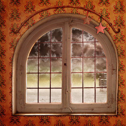 Christmas Window Snow View Studio Backdrop