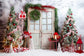 Decorated Christmas Tree Door Wreath Backdrop