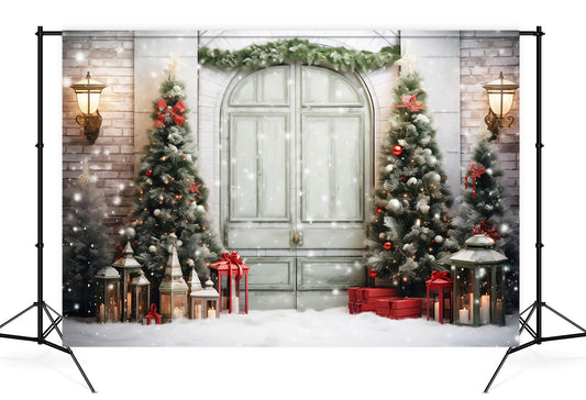 Christmas Trees Snowy Door Wall Backdrop M10-57