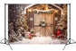 Christmas Rustic Wooden Door Snow Backdrop M10-59