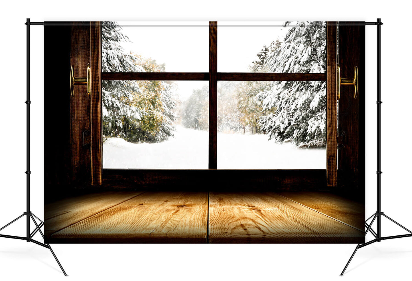 Winter Snowy Forest Window View Backdrop M10-65 – Dbackdrop