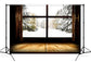 Winter Snowy Forest Window View Backdrop M10-65