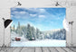 Snowy Winter Forest Village Scenery Backdrop M10-67