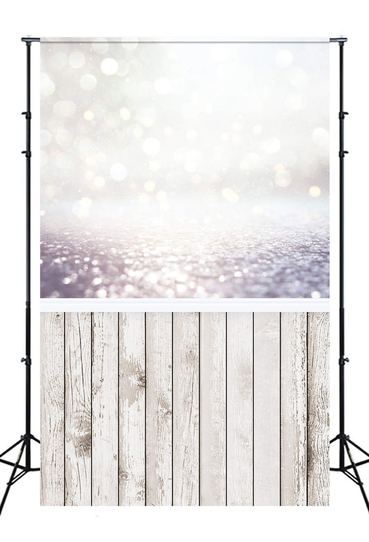 Glitter Bokeh Wooden Floor Christmas Backdrop M10-76