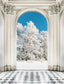 Winter Pine Trees Palace Door View Backdrop