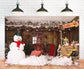 Christmas Tree Wood House Snowman Backdrop M11-06