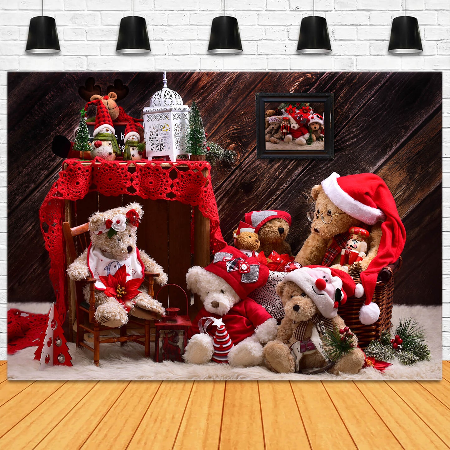 Christmas Teddy Bears Backdrop for Photography M11-08