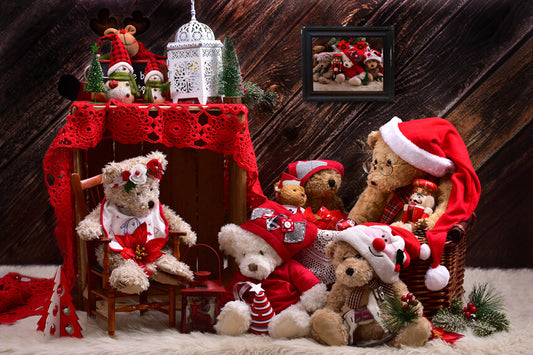 Christmas Teddy Bears Backdrop for Photography