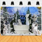 Winter Christmas Snowman Fawn Bear Backdrop M11-10