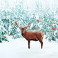 Noble Red Deer Winter Snow Forest Backdrop M11-14