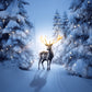 Winter Night Snowy Forest Deer Backdrop M11-15