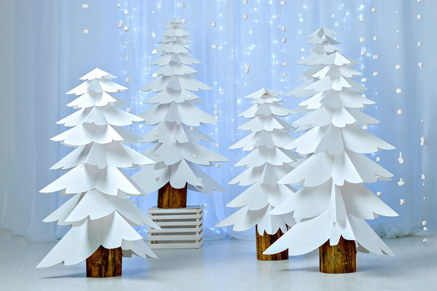 Paper Christmas Trees Photography Backdrop