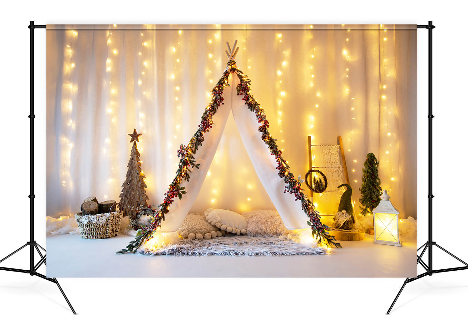 Custom Lighted Backdrop Glowing Christmas lights Tiny Tent Backdrop M11-22 – Dbackdrop