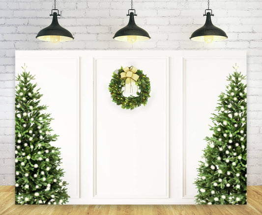 Christmas Headboard Retro White Wall Backdrop