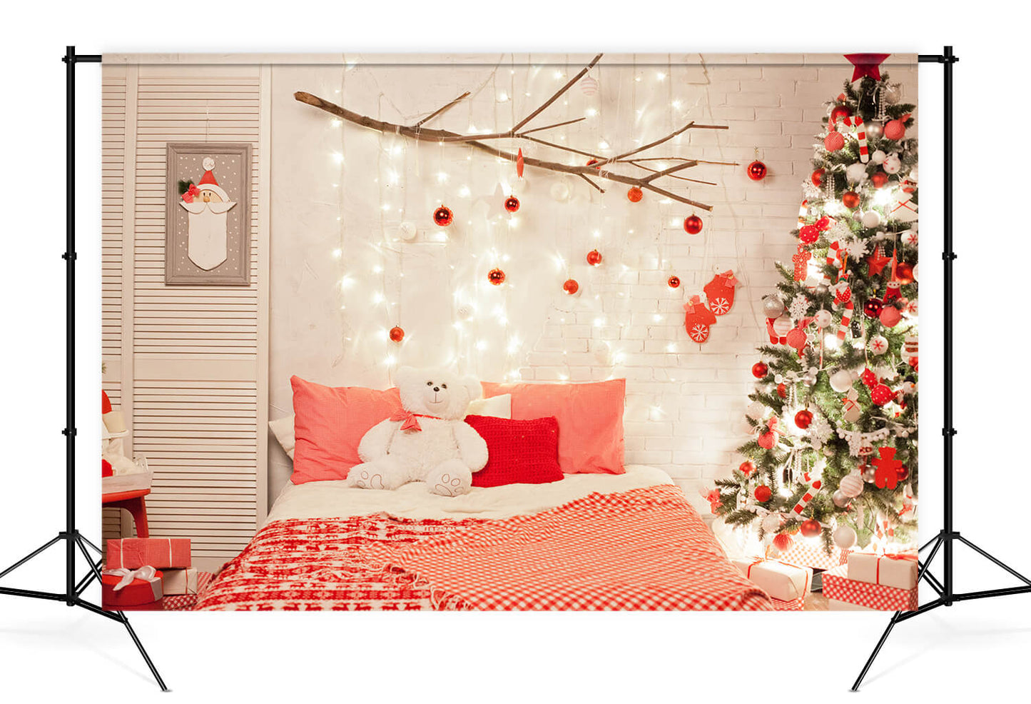 Christmas Tree Bedroom with Lights Backdrop M11-42