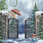 Winter Garden Snow Giant Mushroom Backdrop M11-51