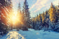 Winter Forest Snow Sunshine Scenery Backdrop 