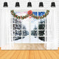 Christmas Window Snow Forest View Backdrop M11-66