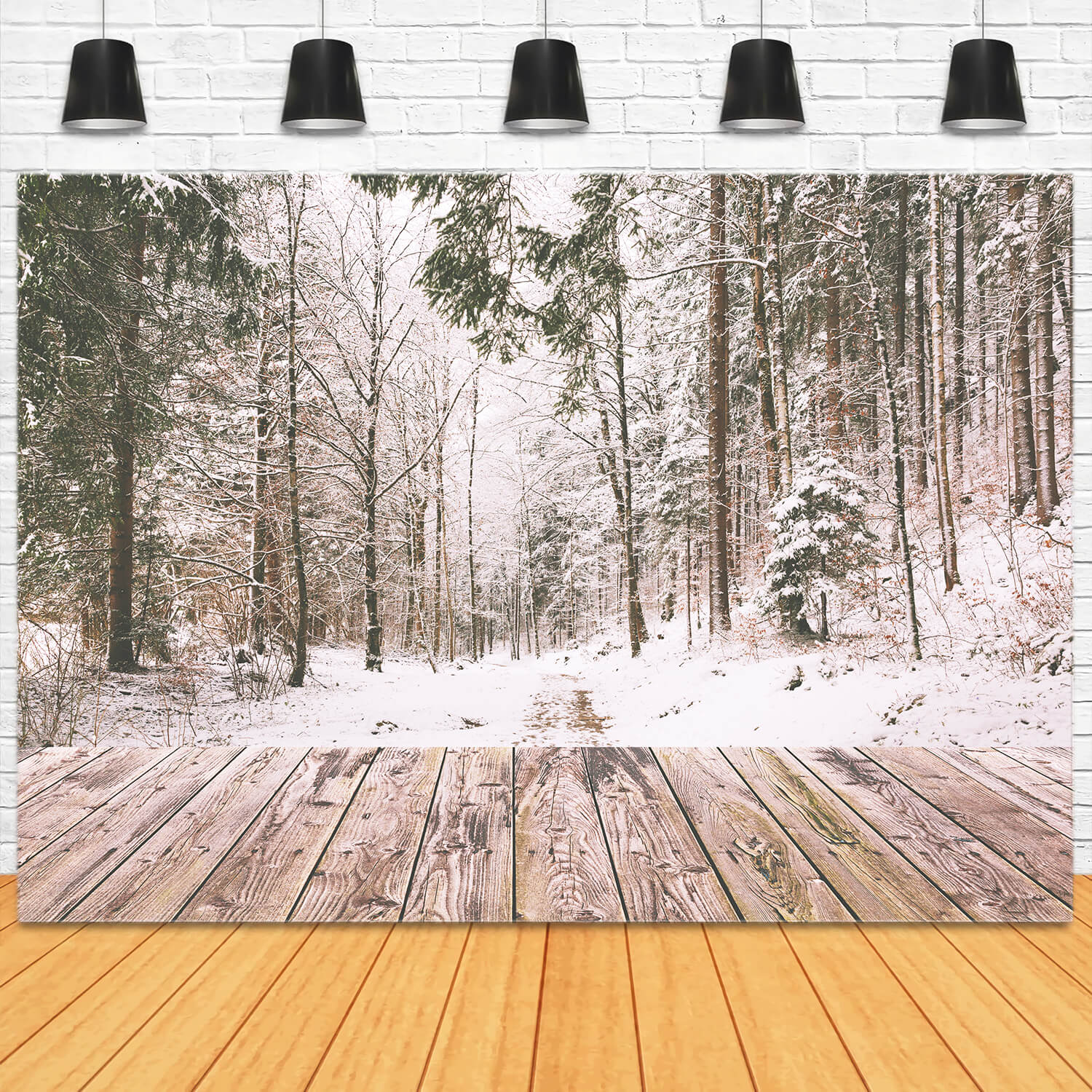 Winter Snow Forest Landscape Wood Backdrop M11-73 – Dbackdrop