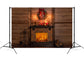 Christmas Fireplace Warm Candlelight Fir Garland Backdrop M11-76