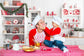 Valentine's Day Kitchen Red Heart Decorations with Flower Backdrop M12-14