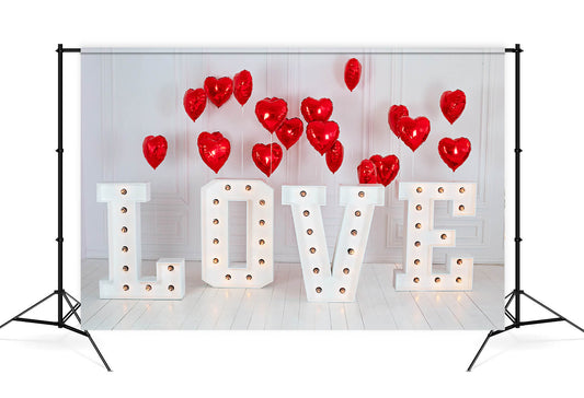 Valentine's Love Letters LED-Light Red Heart Balloons Backdrop M12-15
