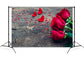 Valentine's Day Woodgrain Roses Scattered With Small Love Hearts Backdrop M12-26