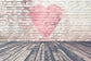 Valentine's Day Dappled Brick Wall Pink Big Heart Wooden Floor Backdrop M12-28