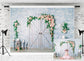 Valentine's Day Romantic Blue Wooden Door Candle Holder Rose Vine Backdrop M12-39