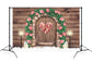 Valentine's Day Dark Wood Barn Door Pink Rose Heart Warm Streetlight Backdrop M12-41