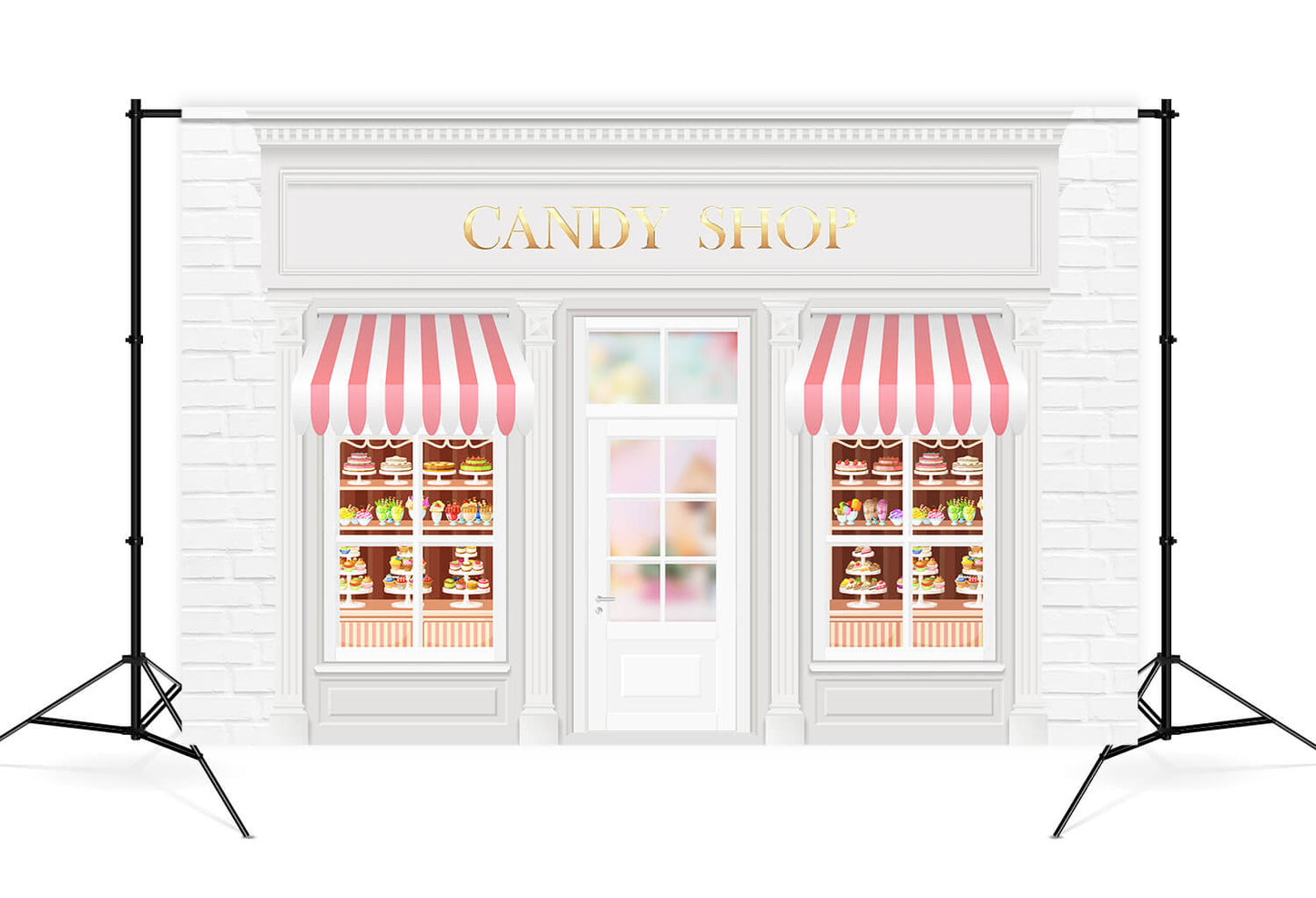 Valentine's Day Sweet Cupid Candy Cake Shop White Brick Wall Backdrop M12-45