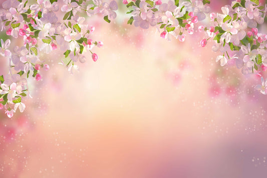 Spring Pink And White Flowers Blooming Abstract Backdrop M2-11
