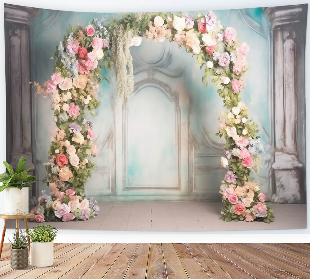 Backdrop Using Columns Hand-painted Line Sculpture Wall Roman Column Flower Arch Backdrop M2 ...