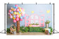 1st Birthday Colorful Balloon Tree Blue Wall Pink Window Bird Butterfly Backdrop M2-23