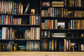 Vintage Wooden Bookshelf Library Backdrop