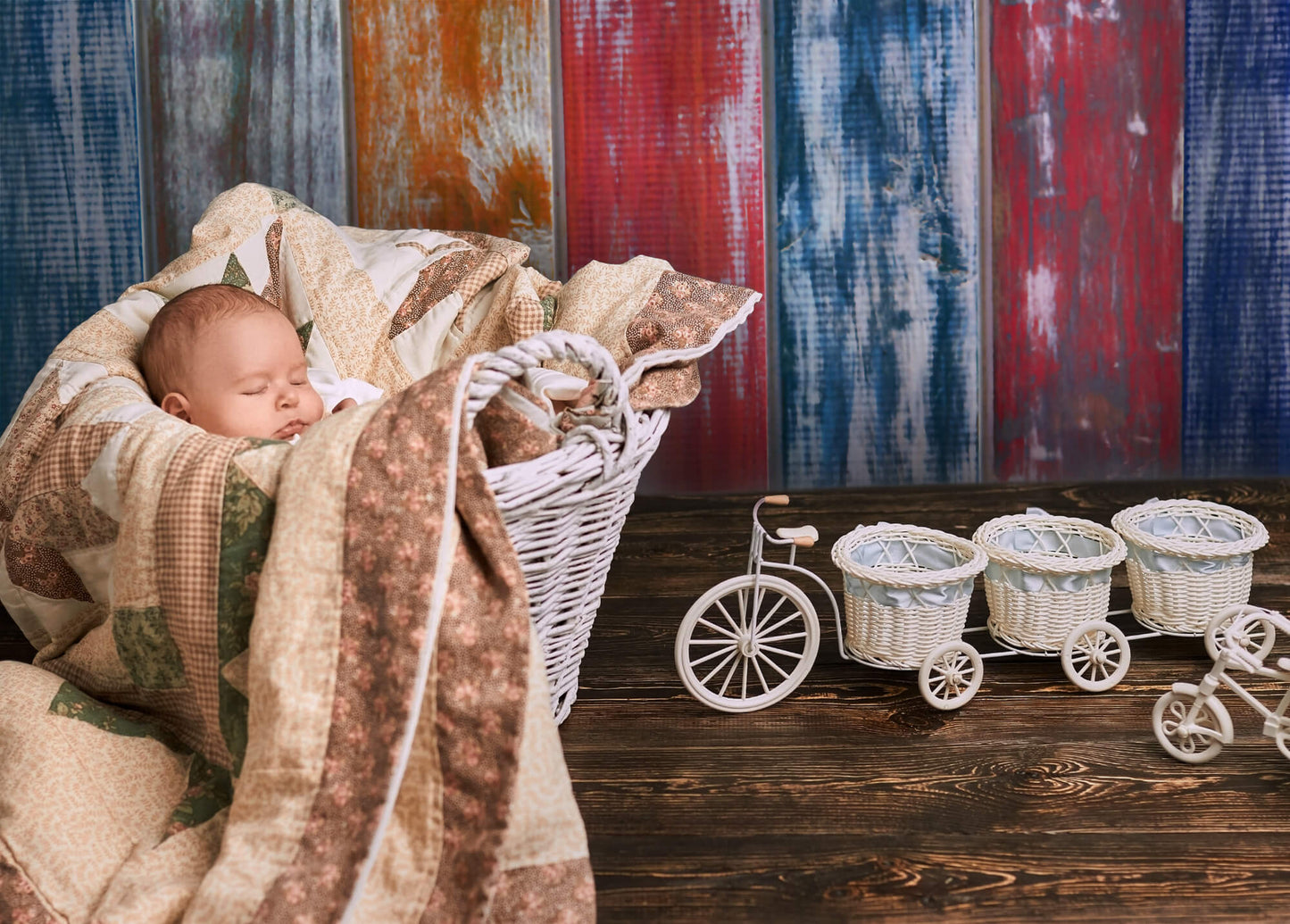 Colorful Stripes Chalk Painted Wood Backdrop M5-108